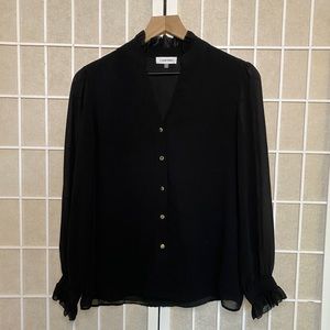 Calvin Klein black ruffled shirt